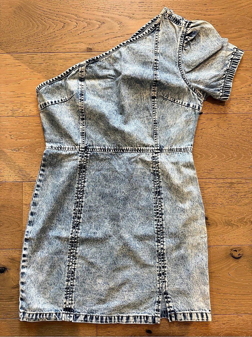 Pink Lily Acid Wash One Shoulder Denim Mini Dress| Concert Festival Western